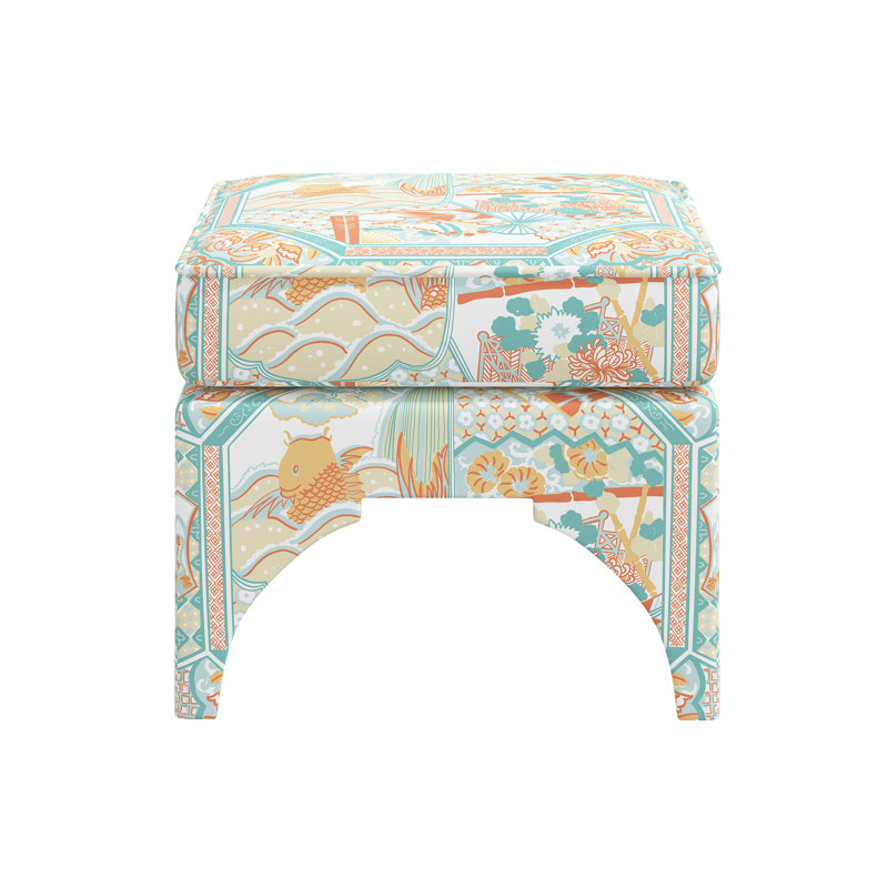 Red from Scalamandre Crafted by Cloth & Company Carlisle Ottoman in